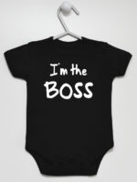 I`m The Boss - bodziak ze śmiesznym napisem - Czarny - Krótki rękaw I`m The Boss - bodziak ze śmiesznym napisem - Czarny - Krótki rękaw