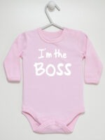 I`m The Boss - bodziak ze śmiesznym napisem - Różowy - Długi rękaw I`m The Boss - bodziak ze śmiesznym napisem - Różowy - Długi rękaw