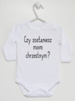 Czy Zostaniesz Moim Chrzestnym? - body niemowlęce na chrzest - Biały - Długi rękaw