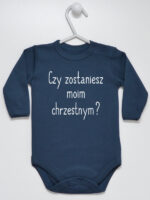 Czy Zostaniesz Moim Chrzestnym? - body niemowlęce na chrzest - Granatowy - Długi rękaw