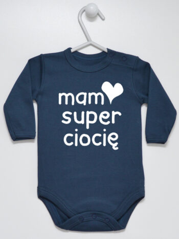 Mam Super Ciocię - body z napisami o cioci dla niemowląt - Granatowy - Długi rękaw
