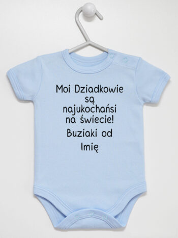 Moi Dziadkowie Są Najukochańsi Na Świecie Buziaki Od + Imię - body niemowlęce - Błękitny - Krótki rękaw