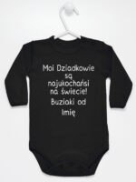 Moi Dziadkowie Są Najukochańsi Na Świecie Buziaki Od + Imię - body niemowlęce - Czarny - Długi rękaw Moi Dziadkowie Są Najukochańsi Na Świecie Buziaki Od + Imię - body niemowlęce - Czarny - Długi rękaw