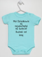 Moi Dziadkowie Są Najukochańsi Na Świecie Buziaki Od + Imię - body niemowlęce - Miętowy - Krótki rękaw Moi Dziadkowie Są Najukochańsi Na Świecie Buziaki Od + Imię - body niemowlęce - Miętowy - Krótki rękaw