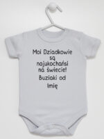 Moi Dziadkowie Są Najukochańsi Na Świecie Buziaki Od + Imię - body niemowlęce - Szary - Krótki rękaw Moi Dziadkowie Są Najukochańsi Na Świecie Buziaki Od + Imię - body niemowlęce - Szary - Krótki rękaw