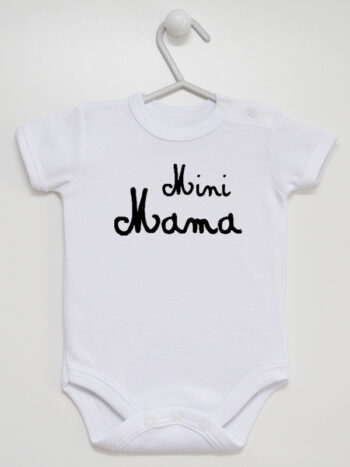 Mini Mama - body dla dzieci z nadrukiem - Biały - Krótki rękaw