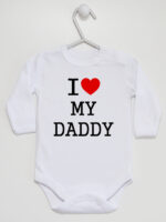 I Love My Daddy z Sercem Czerwonym - body z napisami o tacie - Biały - Długi rękaw