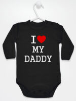 I Love My Daddy z Sercem Czerwonym - body z napisami o tacie - Czarny - Długi rękaw