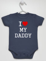 I Love My Daddy z Sercem Czerwonym - body z napisami o tacie - Granatowy - Krótki rękaw