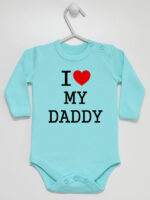 I Love My Daddy z Sercem Czerwonym - body z napisami o tacie - Miętowy - Długi rękaw