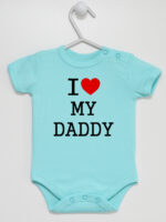 I Love My Daddy z Sercem Czerwonym - body z napisami o tacie - Miętowy - Krótki rękaw