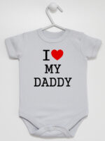 I Love My Daddy z Sercem Czerwonym - body z napisami o tacie - Szary - Krótki rękaw