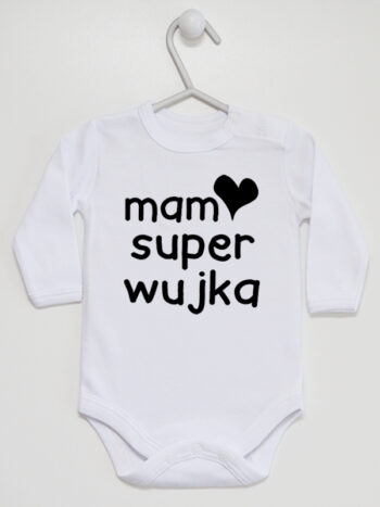 Napis Mam Super Wujka - body na prezent od wujka - Biały - Długi rękaw