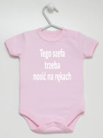 Tego Szefa Trzeba Nosić Na Rękach - body z napisami - Różowy - Krótki rękaw