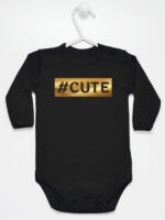 #Cute Hashtag Nadruk Złoty - body dla dzieci - Czarny - Długi rękaw #Cute Hashtag Nadruk Złoty - body dla dzieci - Czarny - Długi rękaw
