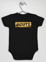 #Cute Hashtag Nadruk Złoty - body dla dzieci - Czarny - Krótki rękaw #Cute Hashtag Nadruk Złoty - body dla dzieci - Czarny - Krótki rękaw