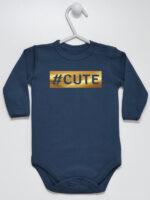 #Cute Hashtag Nadruk Złoty - body dla dzieci - Granatowy - Długi rękaw #Cute Hashtag Nadruk Złoty - body dla dzieci - Granatowy - Długi rękaw