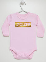 #Cute Hashtag Nadruk Złoty - body dla dzieci - Różowy - Długi rękaw #Cute Hashtag Nadruk Złoty - body dla dzieci - Różowy - Długi rękaw