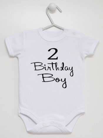 Brithday Boy - bodziak dla chłopca na drugie urodziny - Biały - Krótki rękaw