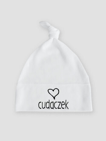 Cudaczek z Serduszkiem - czapeczka dla dzieci z napisem - Biały