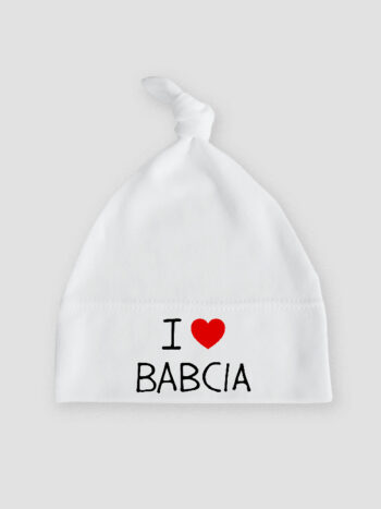 I Love Babcia - czapka dla dzieci bawełniana - Biały