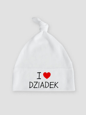 I Love Dziadek z Czerwonym Serduszkiem - czapeczka dziecięca - Biały