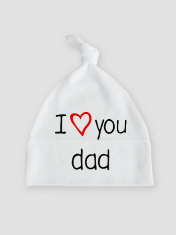 I Love You Dad z Czerwonym Serduszkiem - czapka dziecięca - Biały