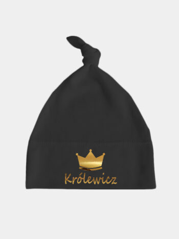 Królewicz Nadruk Złoty- czapeczka dla chłopca - Czarny