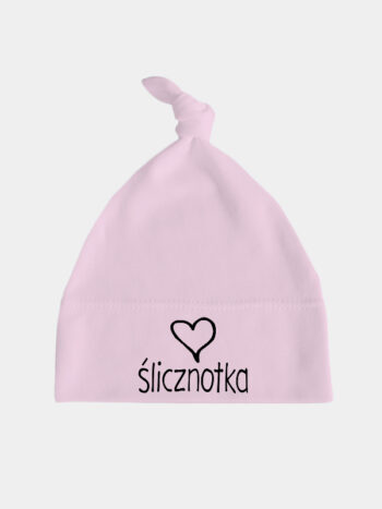 Ślicznotka z Serduszkiem - czapeczka dla dzieci z supełkiem - Różowy