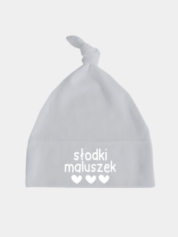 Słodki Maluszek - czapeczka z supełkiem niemowlęca - Szary