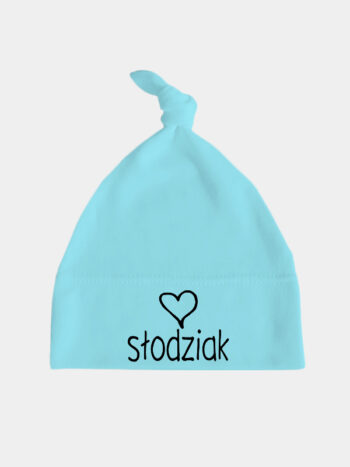 Słodziak z Serduszkiem - czapka niemowlęca z supełkiem - Miętowy