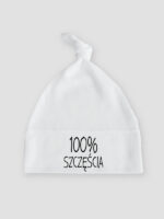 100% Szczęścia - czapeczka z supełkiem dla niemowląt - Biały