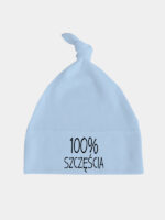 100% Szczęścia - czapeczka z supełkiem dla niemowląt - Błękitny