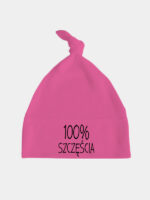100% Szczęścia - czapeczka z supełkiem dla niemowląt - Ciemny Różowy