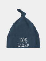 100% Szczęścia - czapeczka z supełkiem dla niemowląt - Granatowy