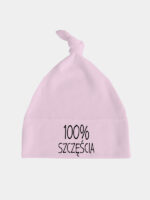 100% Szczęścia - czapeczka z supełkiem dla niemowląt - Różowy
