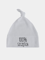100% Szczęścia - czapeczka z supełkiem dla niemowląt - Szary