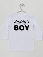 Daddy's Boy Nadruk Biały - koszulka z napisami - Biały - Koszulka długi rękaw