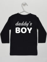 Daddy's Boy Nadruk Biały - koszulka z napisami - Czarny - Koszulka długi rękaw