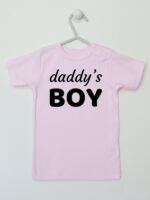 Daddy's Boy Nadruk Biały - koszulka z napisami - Różowy - Koszulka krótki rękaw