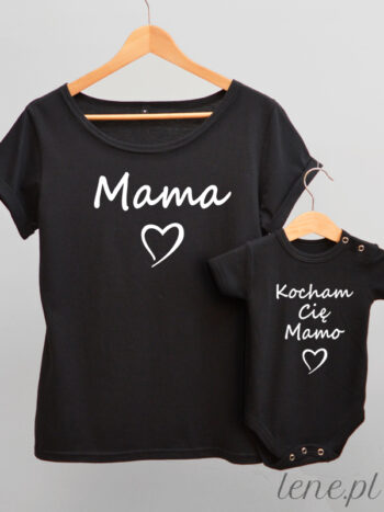 Zestaw Kocham Cię Mamo - ubrania dla mamy i dziecka - Czarny