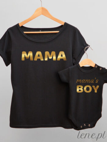 Napisy Złote Mama i Boy - ubrania dla mamy i syna - Czarny