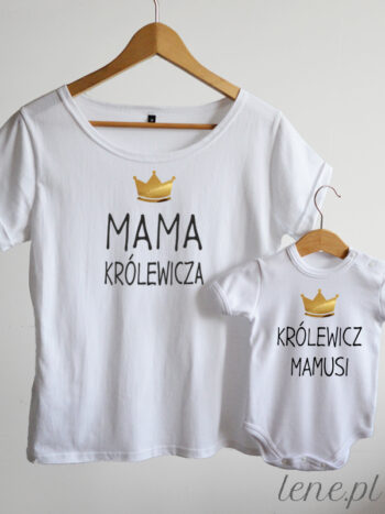 Mama Królewicza z Koroną - komplet dla mamy i synka - Biały