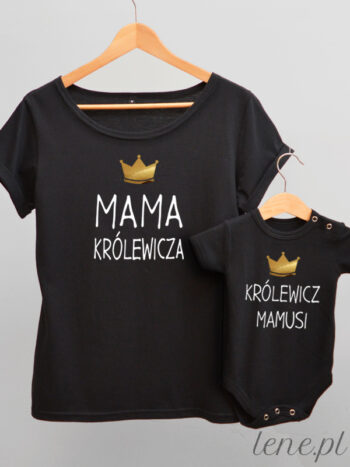 Mama Królewicza z Koroną - komplet dla mamy i synka - Czarny