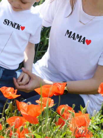 Napisy Mama i Synek z Czerwonym Sercem - zestaw dla mamy i syna