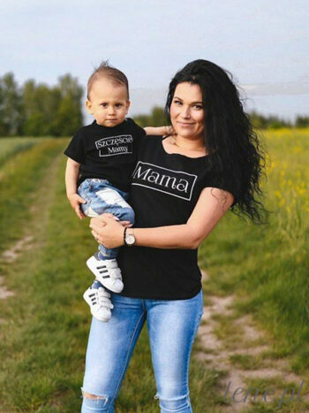 Napis Mama i Szczęście Mamy na ubranku - komplet mama i dziecko