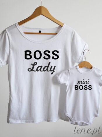Napisy Lady Boss Mini Boss - zestaw dla mamy i dziecka - Biały