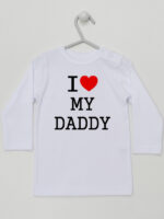 I Love My Daddy z Sercem - koszulka z napisem - Biały - Koszulka długi rękaw