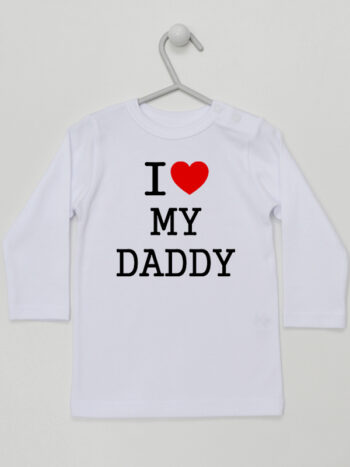 I Love My Daddy z Sercem - koszulka z napisem - Biały - Koszulka długi rękaw