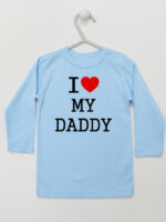 I Love My Daddy z Sercem - koszulka z napisem - Błękitny - Koszulka długi rękaw